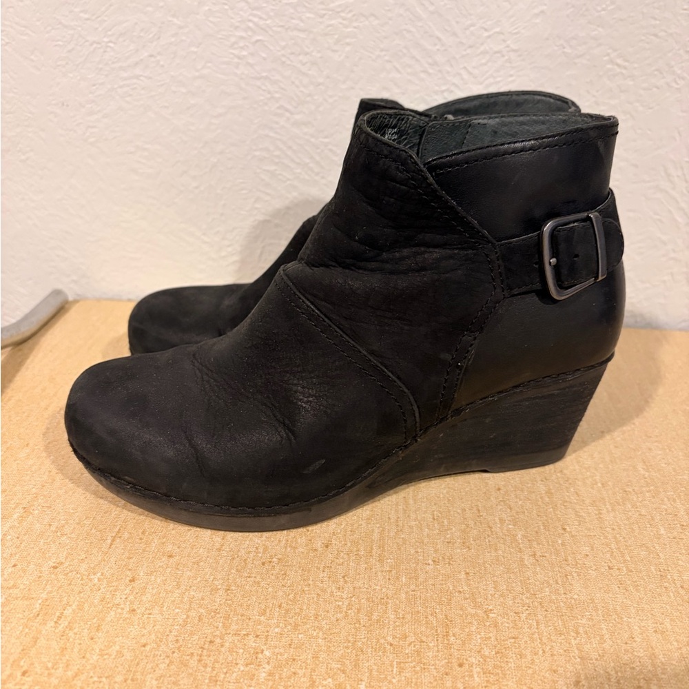 Women's Dansko Black Ankle Wedge Booties